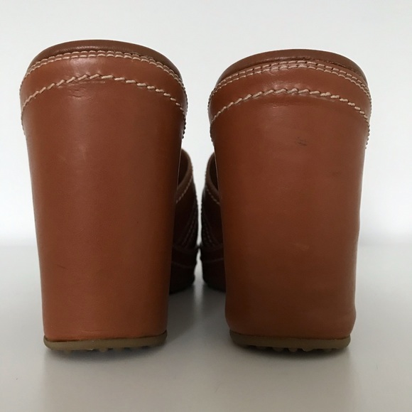 Sergio Rossi | Wedge Mules - Saddle Tan - Picture 5 of 12